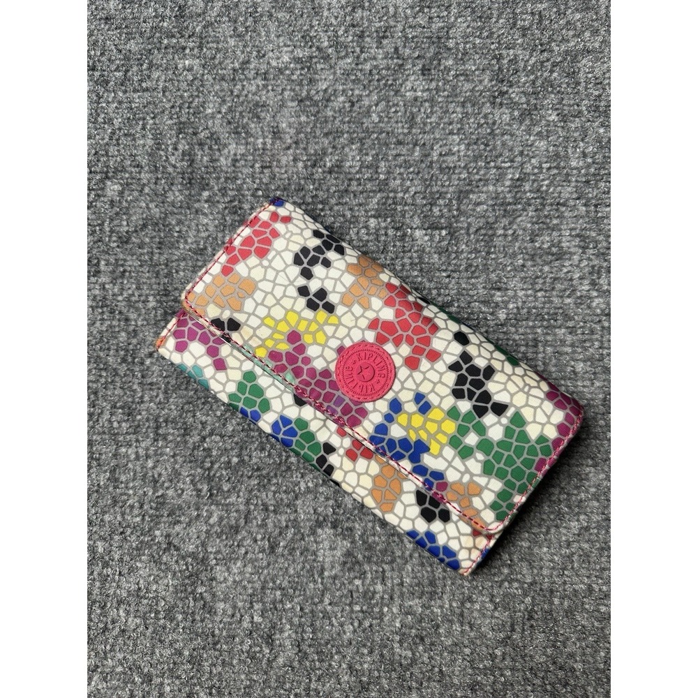 Womens Nylon Kipling Multicolor Floral Zip Wallet Clutch, Size One Size